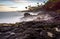 Rocky coast of poipu kauai at dawn