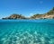 Rocky coast sand underwater sea Mediterranean