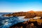 Rocky coast with wavy ocean on Lanzarote island