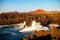 Rocky coast with wavy ocean on Lanzarote island