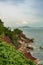 Rocky coastal jungle beach at east coast of Ko Samui Island, Thailand