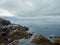 Rocky coastal shoreline of Friday Harbor on an overcast day