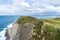 Rocky coastline along cliffs in Santander, Spain