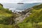 Rocky coastline along cliffs in Santander, Spain