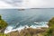 Rocky coastline along cliffs in Santander, Spain