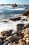 Rocky coastline of Asilomar State Marine Reserve in Pacific Grove, near 17 mile drive and Monterey, California