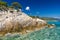 Rocky coastline and a beautiful clear water