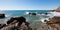 Rocky coastline at Cerritos Beach near Todos Santos in Baja California Mexico