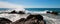 Rocky coastline at Cerritos Beach near Todos Santos in Baja California Mexico