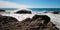 Rocky coastline at Cerritos Beach near Todos Santos in Baja California Mexico