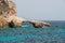 Rocky coastline in Comino Island in Malta.