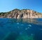 Rocky coastline fish underwater Mediterranean sea