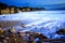 Rocky coastline with large rocks. stock photo