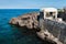 Rocky coastline with lava cliffs