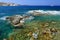 Rocky coastline of Milos island