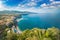 Rocky coastline Sorrento city - popular tourist destination in I