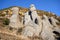 Rocky columns in Crimea mountains.Wild landscape.