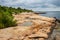 Rocky Connecticut beach on a summer day