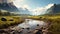 Rocky Creek landscape with mountain background