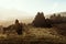 Rocky desert, extraterrestrial landscape view. Roque Cinchado in Teide National Park, Tenerife, Canary Islands, Spain.