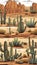 Rocky Desert Landscape with Cactus Plants and Arid Terrain cute figure