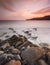 Rocky Dorset Coastline at sunset