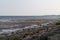 Rocky and Dry Shoreline of New Haven Harbor at Long Wharf Park in New Haven Connecticut