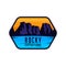 Rocky expeditions. Travel sticker for apparel, clothing, banners.