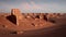 Rocky formations in the Dasht e Lut desert against sunset. Nature of Iran. Persia.