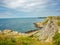 Rocky headland and cliffs on the Welsh coastline captured from the Welsh coastal path