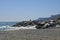 Rocky Headland and Shingle Beach, Savona, Liguria, Italy