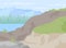 Rocky highlands for hiking flat color vector illustration