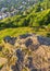 Rocky hillside of Malvern Hills,overlooking Great Malvern,Worcestershire,England,UK