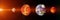 The rocky inner planets, solar system`s Mercury, Venus, Earth and Mars size comparison