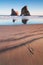 Rocky Islands, sand dunes, Wharariki Beach, Golden Bay, Nelson District, Southland, New Zealand Romantic landscape background Sea