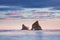 Rocky Islands, sand dunes, Wharariki Beach, Golden Bay, Nelson District, Southland, New Zealand Romantic landscape background Sea