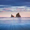 Rocky Islands, sand dunes, Wharariki Beach, Golden Bay, Nelson District, Southland, New Zealand Romantic landscape background Sea