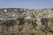 Rocky landscape surrounding the ancient city of Matera, Italy