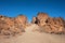 Rocky landscape in Teide national park. This natural scenary was used for the fim clash of Titans, Tenerife, Canary islands, Spain