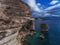 Rocky limestone cliffs. Shore of the island of Corsica