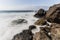 Rocky Malibu California Coast with Motion Blur Water