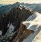 Rocky mountain cliffs in Mont Blanc massif at dawn