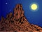 Rocky Mountain on Full Moon Night