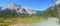 Rocky Mountain Landscape with Glacial River and High Mountain Peaks at Emerald Lake, Yoho National Park, British Columbia, Canada