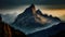 Rocky Mountain Peak Transparent background, surreal, dark, mysterious, fantastic on digital art concept, Generative AI