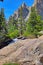 A Rocky Mountain Peak Under Blue Skies