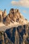 Rocky mountain peaks of Croda da Lago in the Dolomites