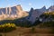 Rocky mountain peaks of Croda da Lago in the Dolomites