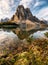 Rocky mountain reflection on Cerulean lake in Assiniboine provincial park