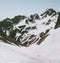 Rocky Mountains and climber man on glacier Landscape